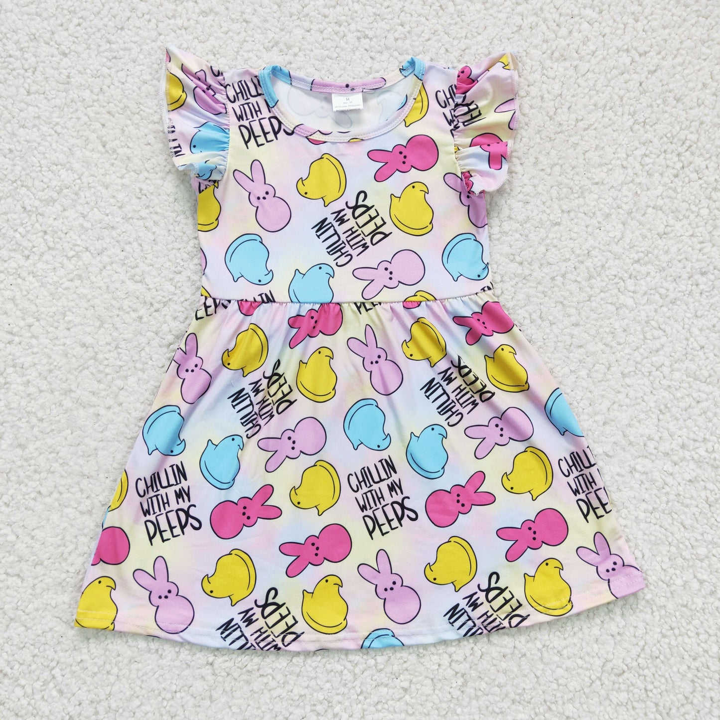 GSD0159 baby girls colorful rabbit short sleeve frock for easter day