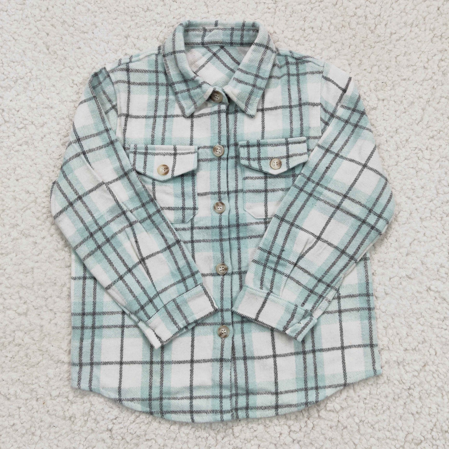 BT0169 new arrival fashion boy long sleeve plaid t-shirt with pockets