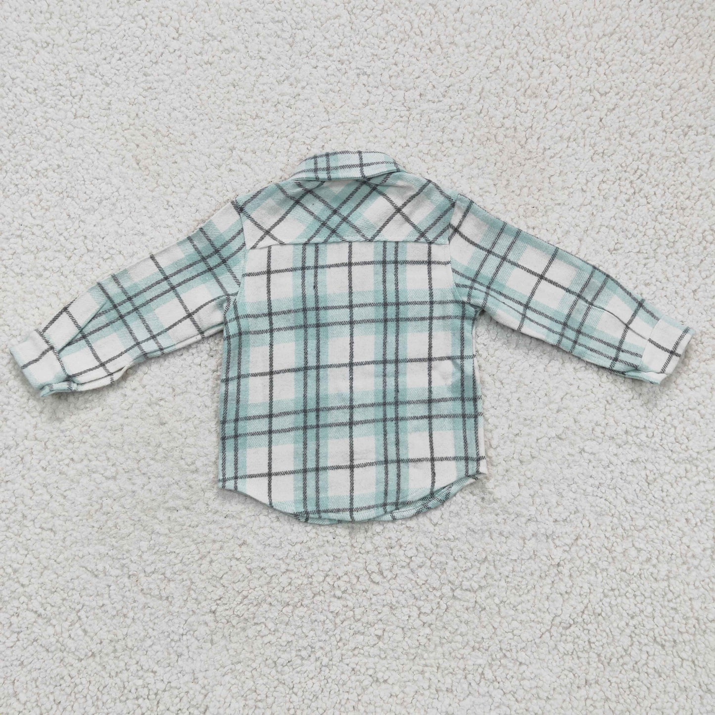 BT0169 new arrival fashion boy long sleeve plaid t-shirt with pockets