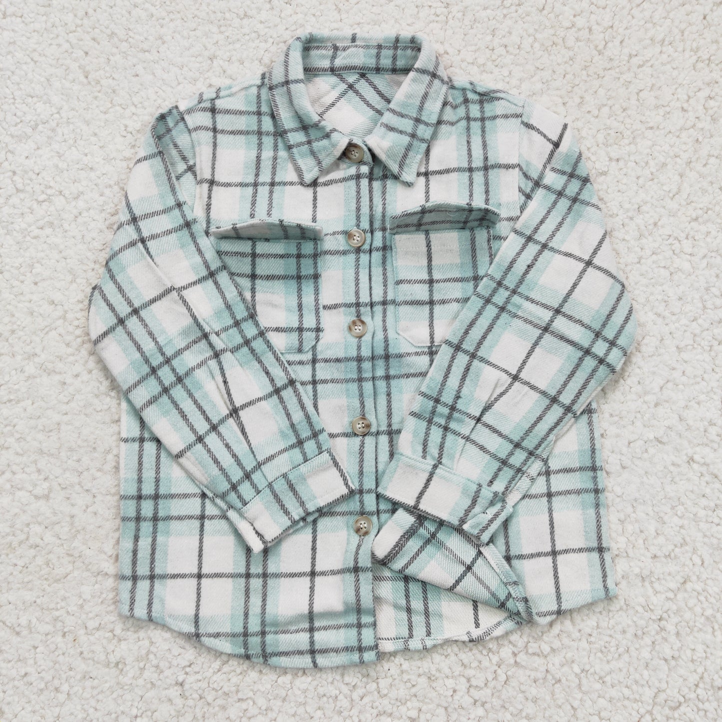 BT0169 new arrival fashion boy long sleeve plaid t-shirt with pockets