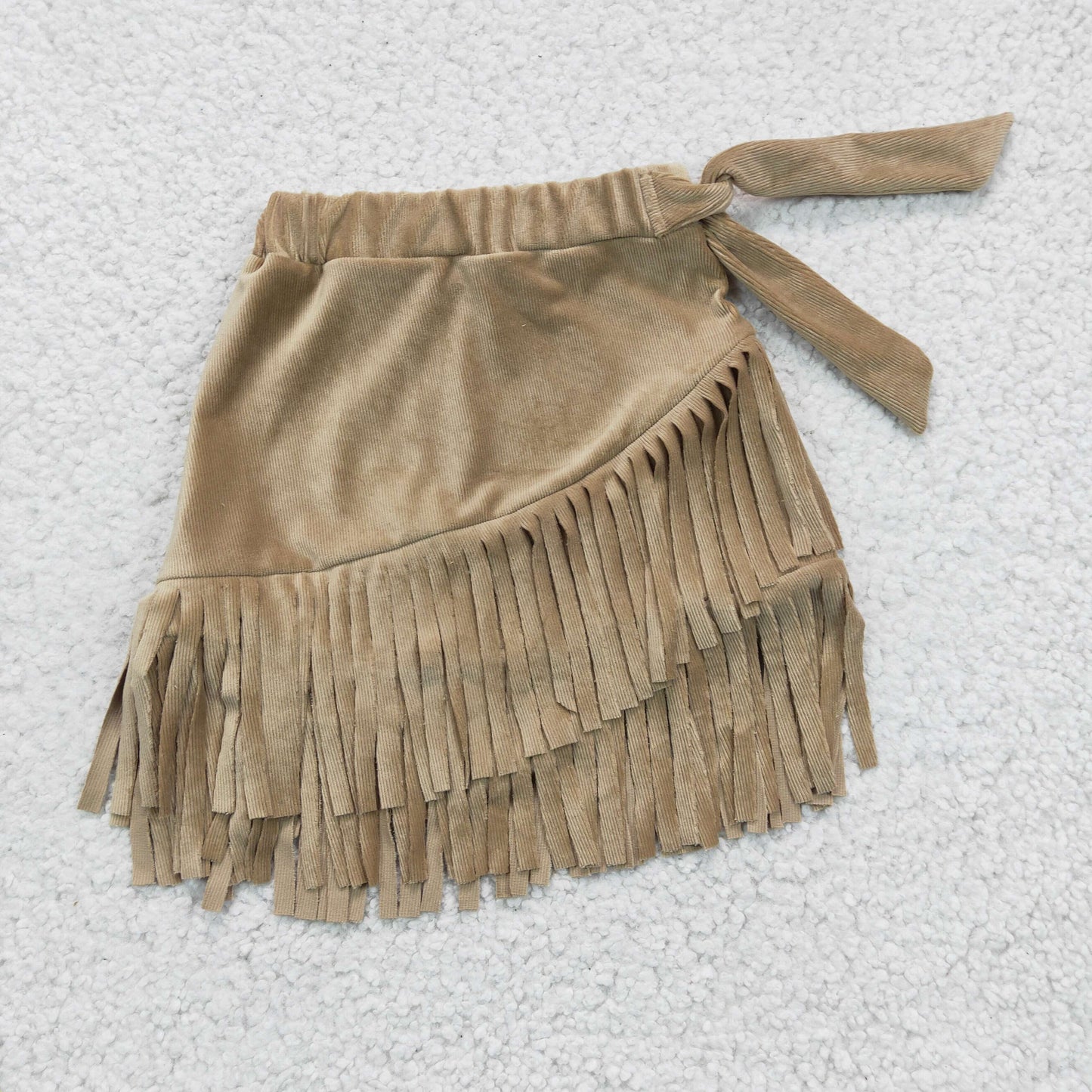 GLK0003 girl fashion solid color velvet elastic waist skirt with tassel