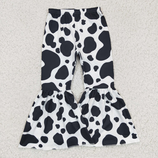 P0041 kids fashion milk cow pattern elastic waist pants girl bell bottoms