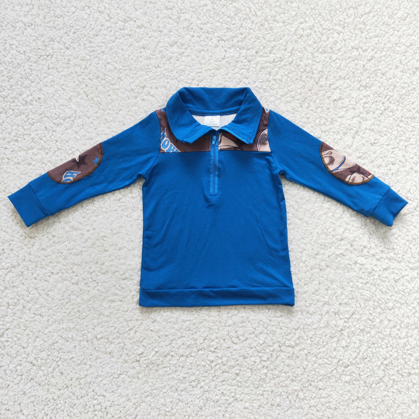 BT0101 boy blue long sleeve turn-down collar zipper jacket spring top