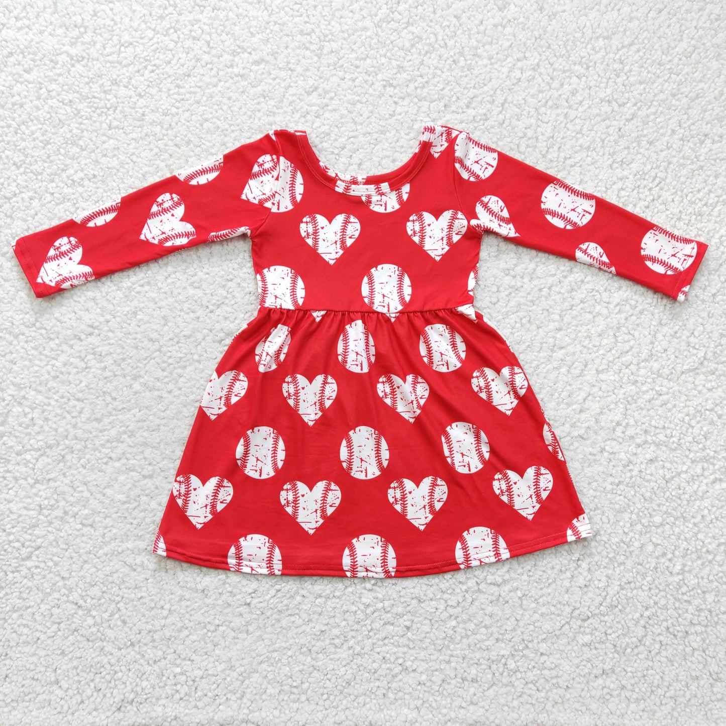 GLD0165 girl red long sleeve o-neck heart frock for valentine's day