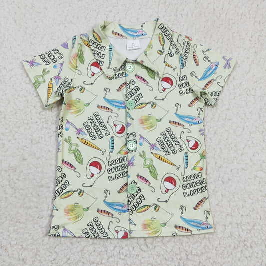 BT0125 summer short sleeve turn-down collar fish and letter t-shirt for boy