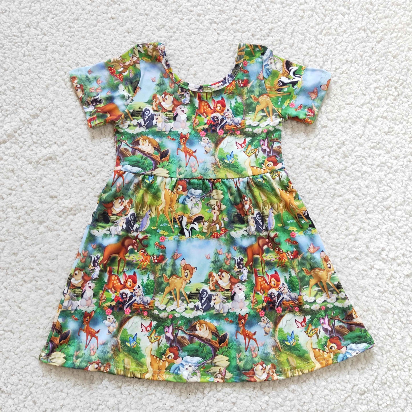 GSD0179 girl o-neck short sleeve twirl dress for summer