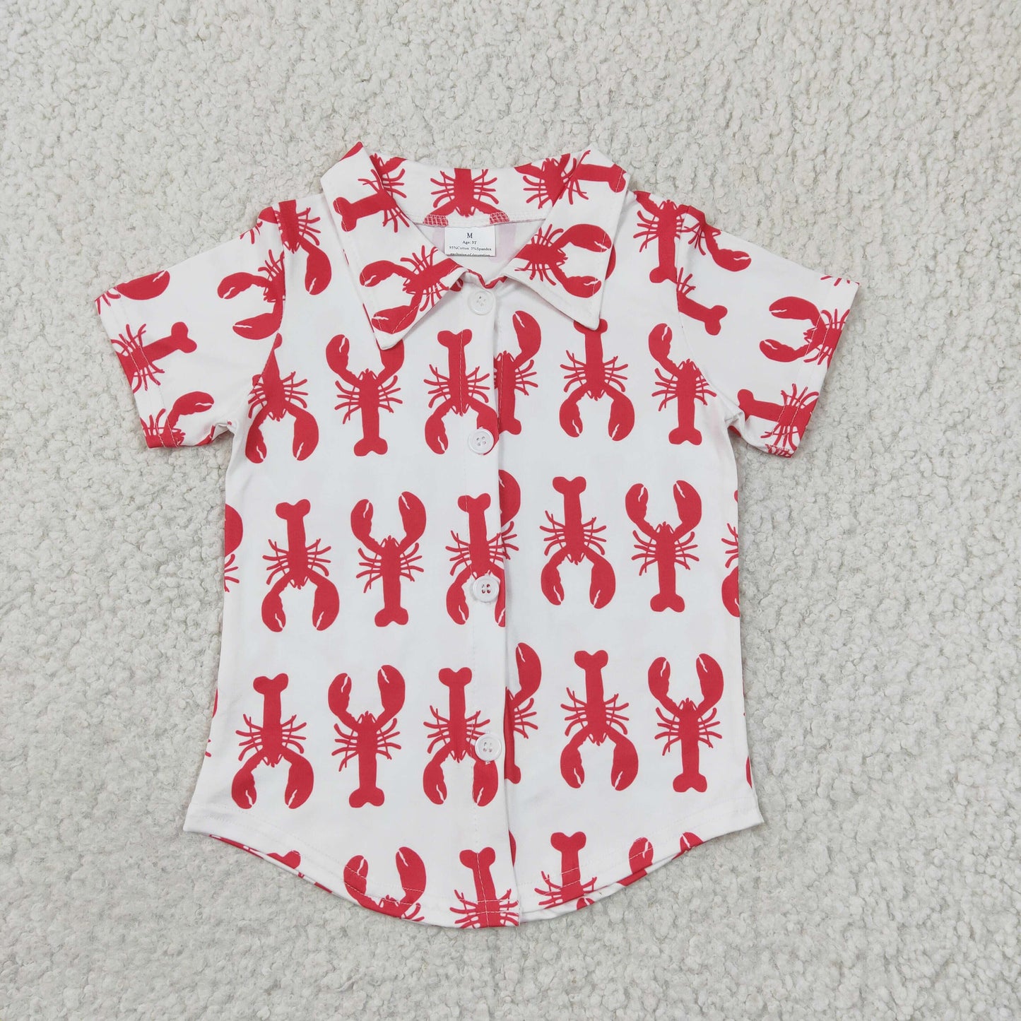 BT0161 boy summer crawfish pattern short sleeve turn-down collar t-shirt