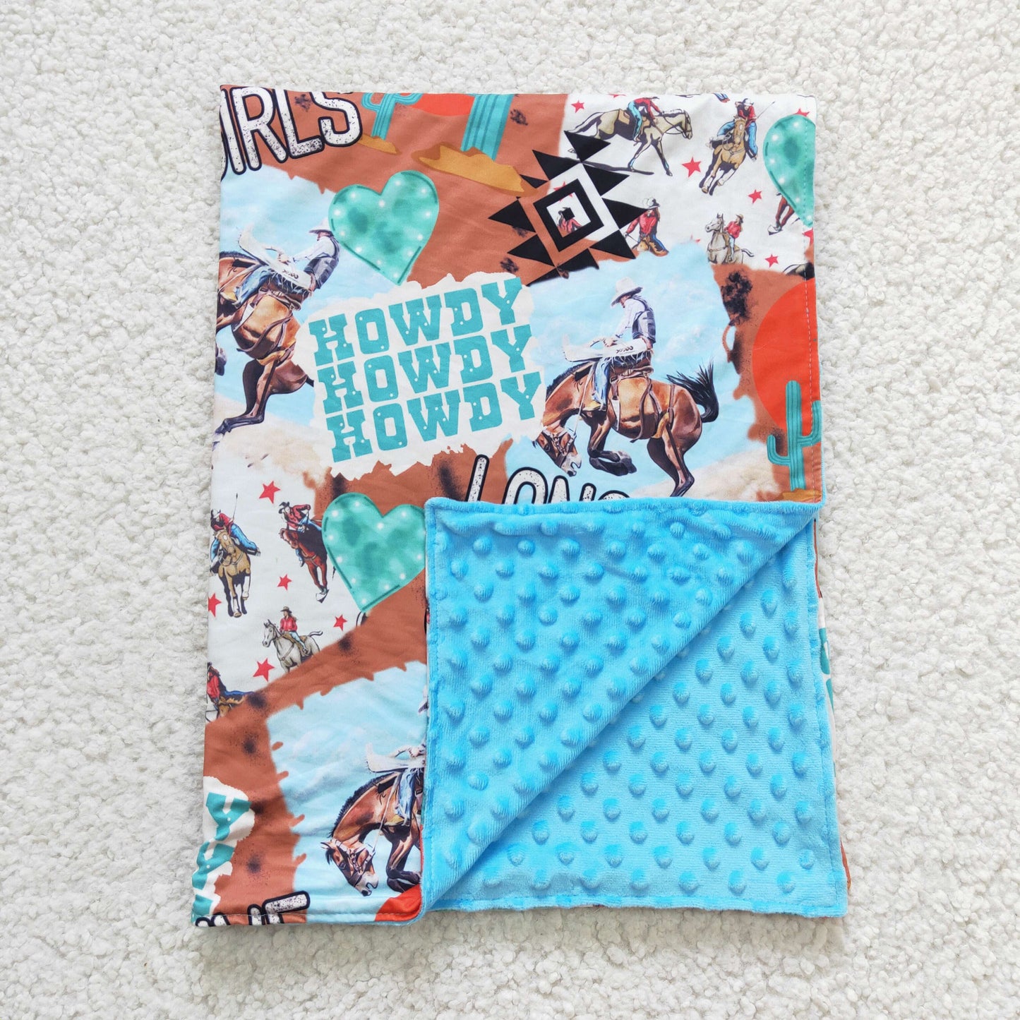 BL0036 infants baby heart and letter design blanket with blue velvet