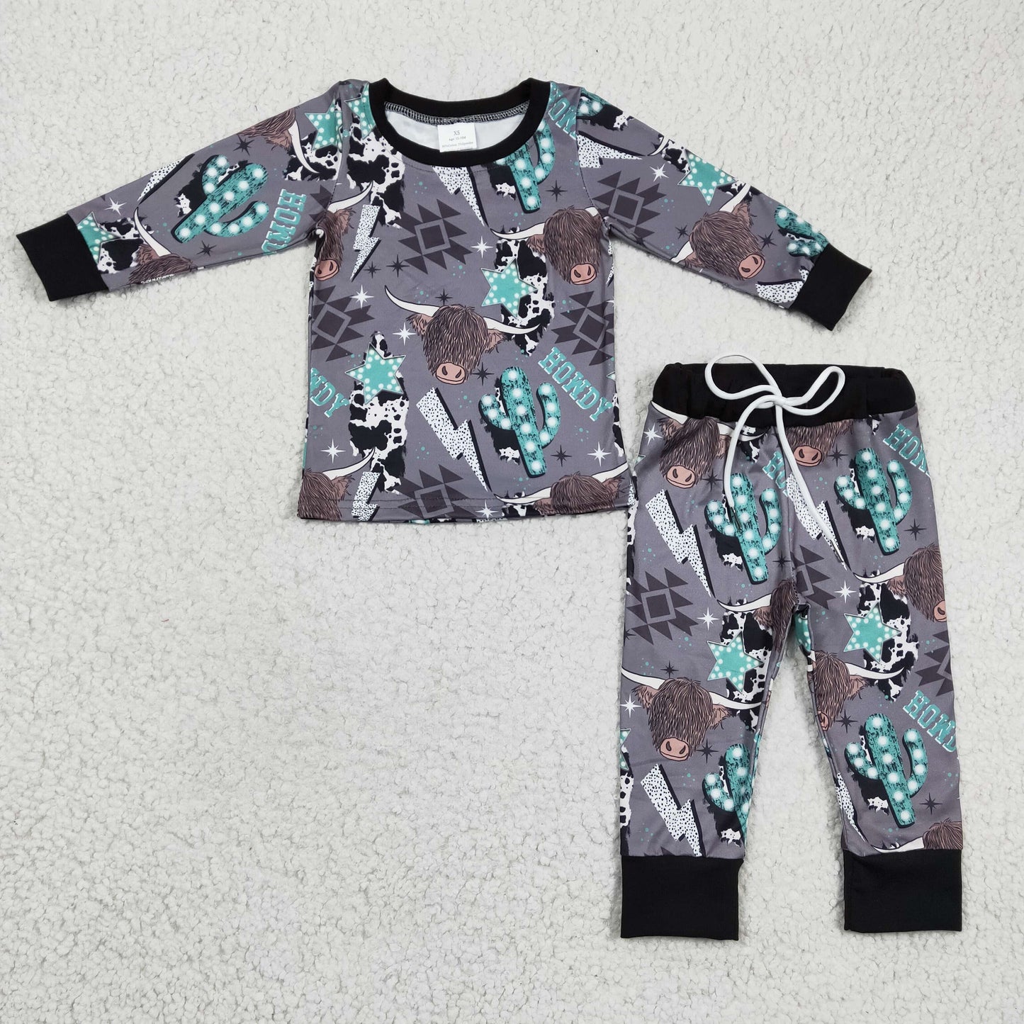 BLP0154 boy autumn long sleeve black o-neck top and jogger pants 2pieces set