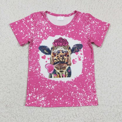 GT0111 girl summer short sleeve pink t-shirt