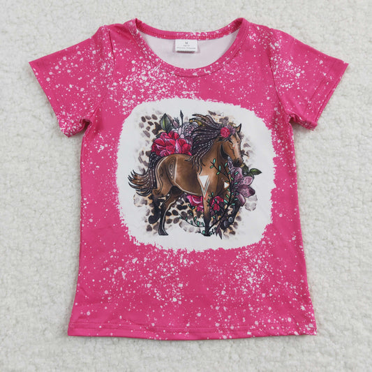 GT0111 girl summer short sleeve pink t-shirt