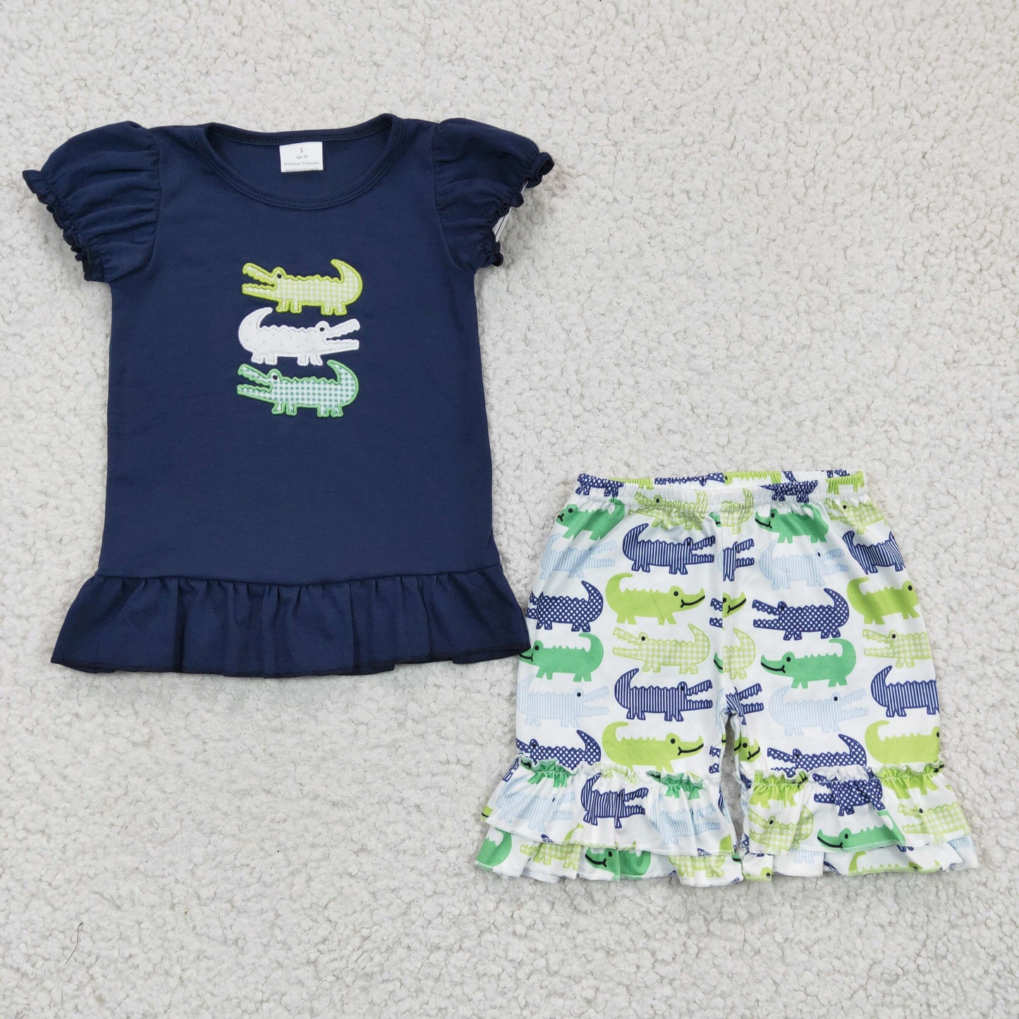 GSSO0159 kids summer short sleeve top and shorts outfit match boy and girls