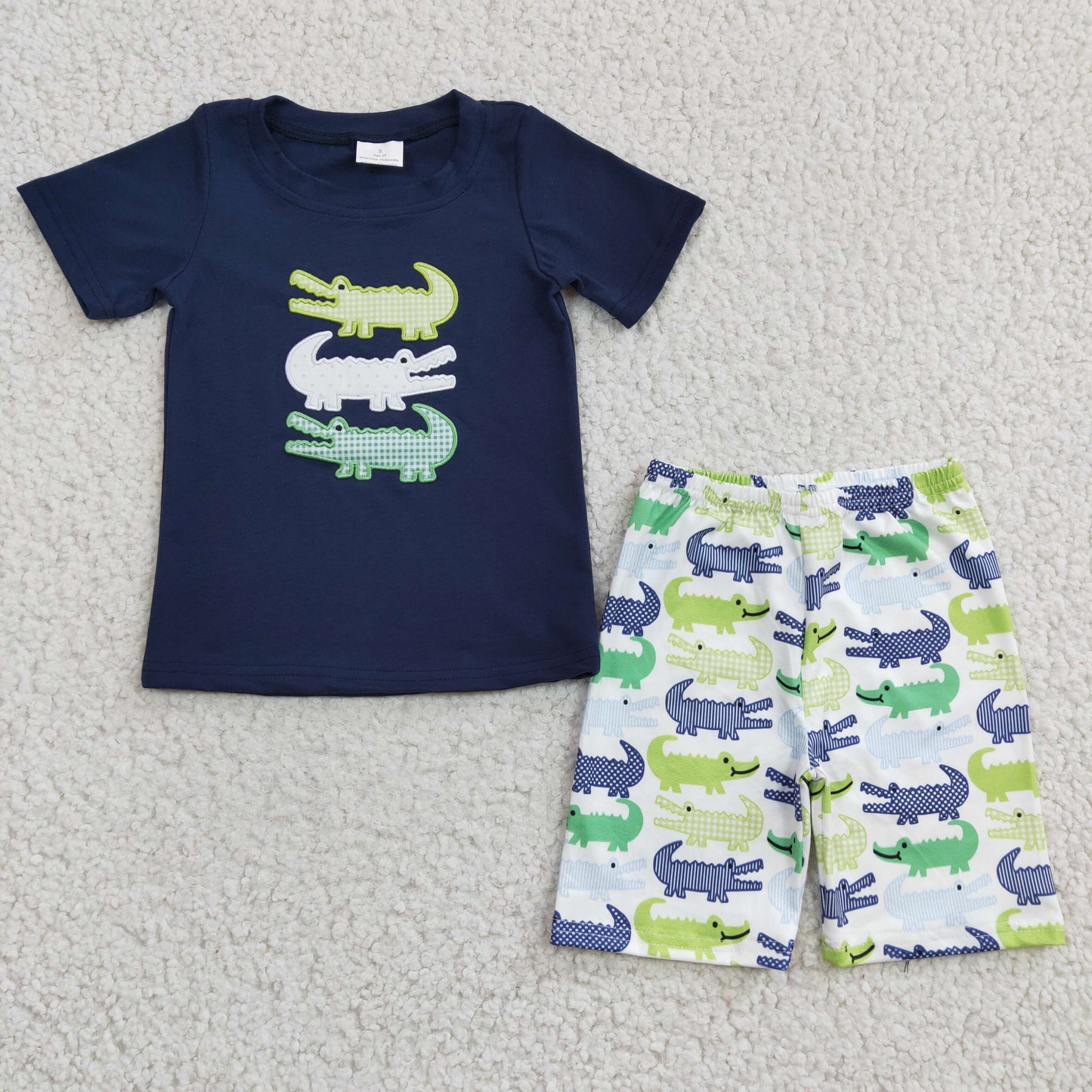 GSSO0159 kids summer short sleeve top and shorts outfit match boy and girls