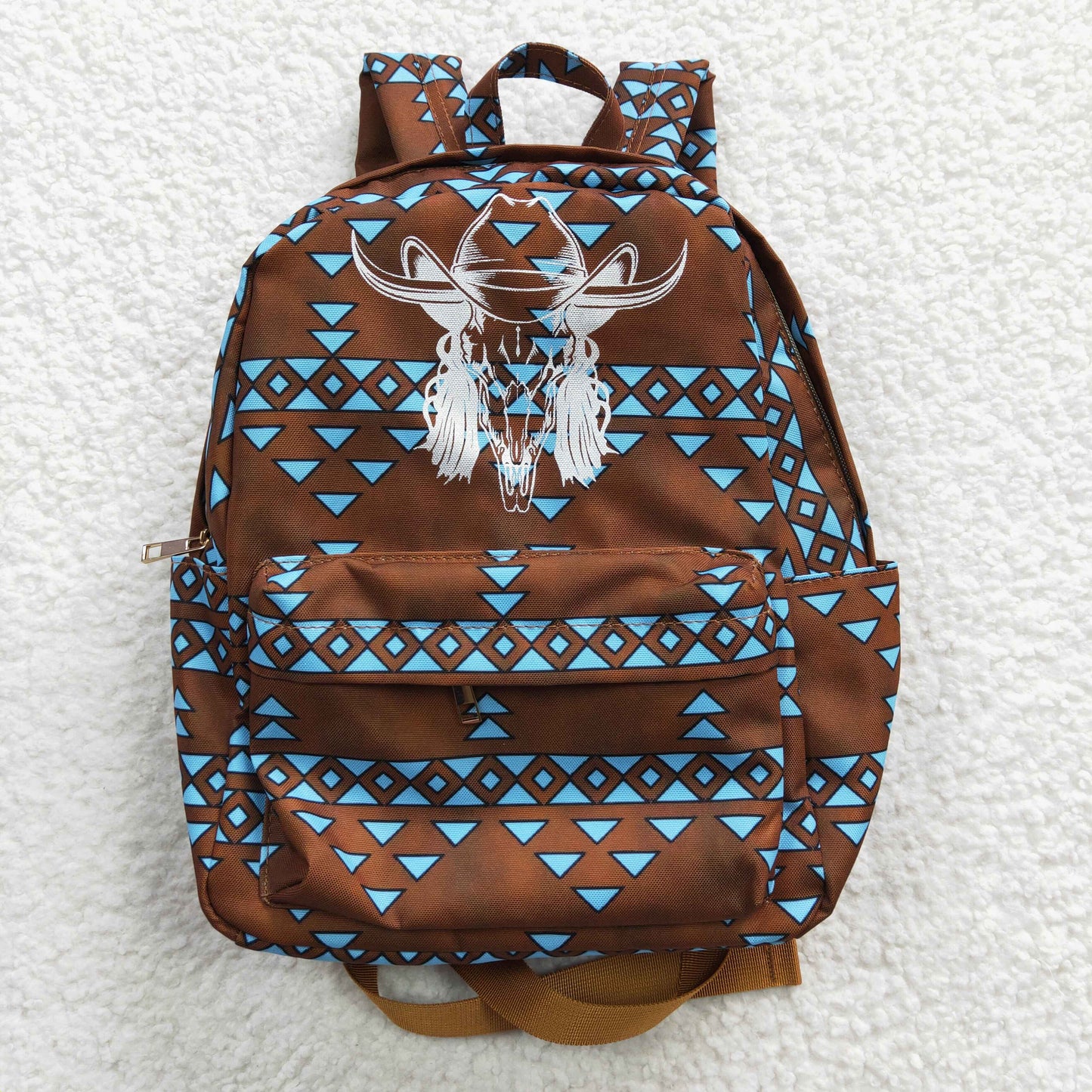 BA0048 Bull Head Geometric Blue Backpack