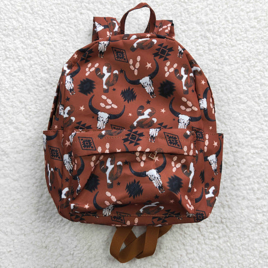 BA0049 Bull Head Geometric Brown Backpack