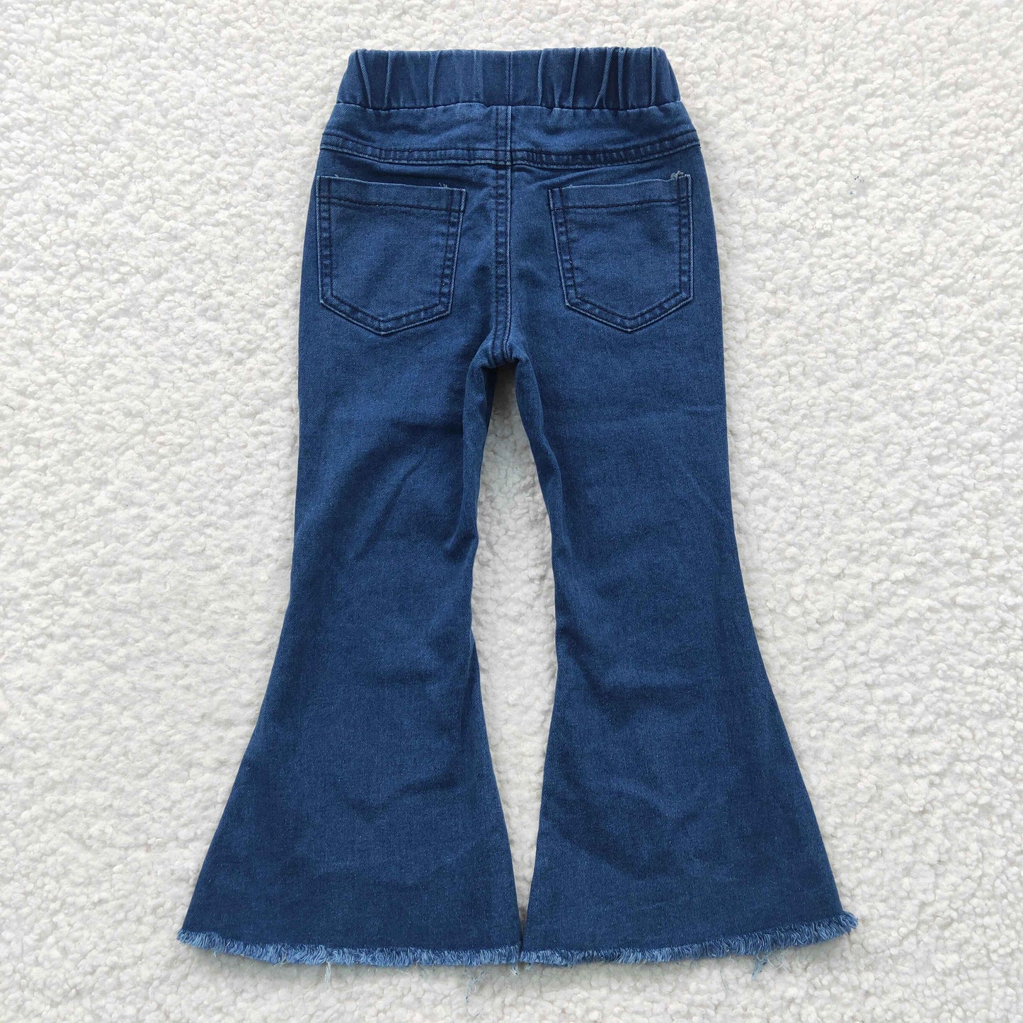 P0070 Blue Bleached Denim Flare Trousers