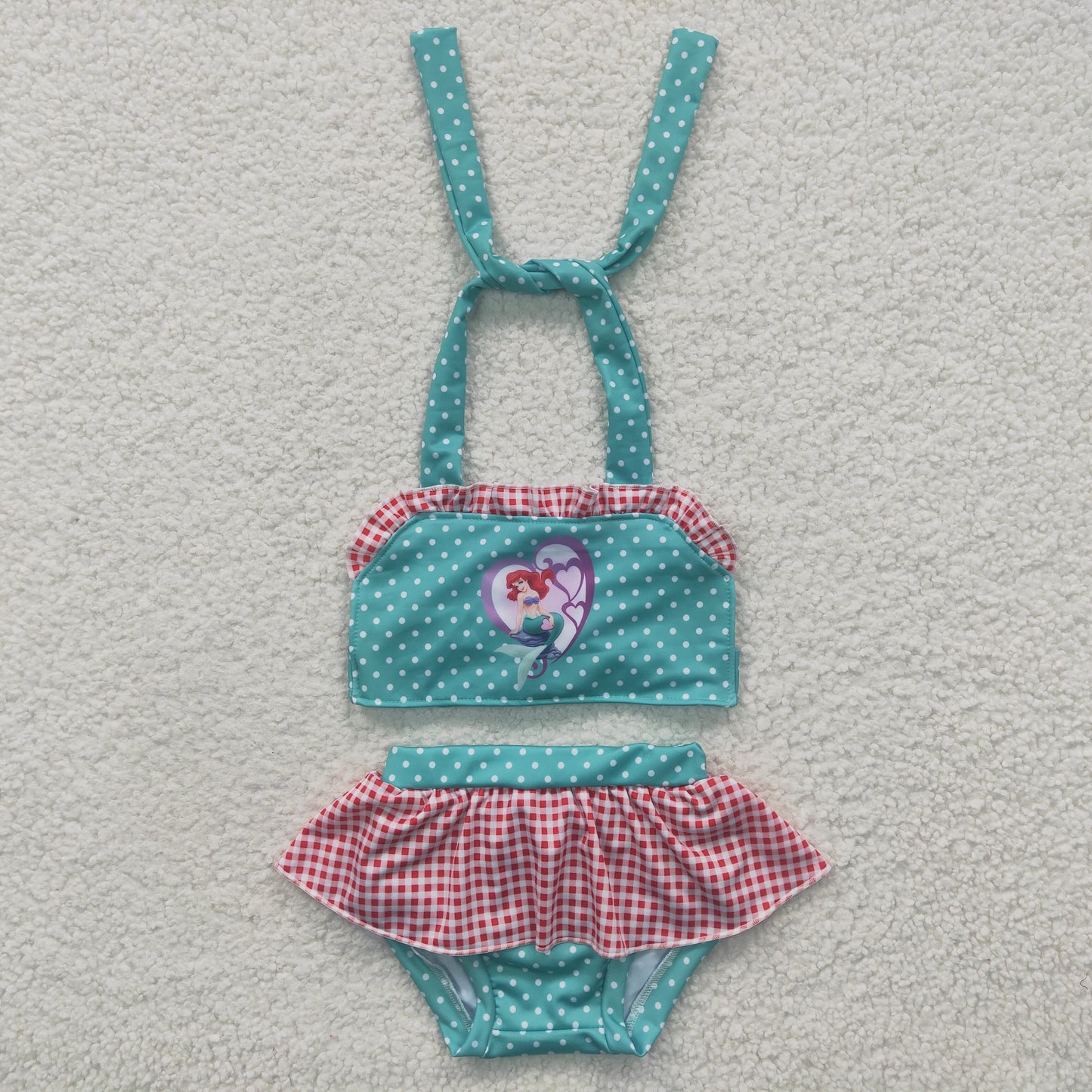 S0057 Cartoon Dark Green Swimsuit Set