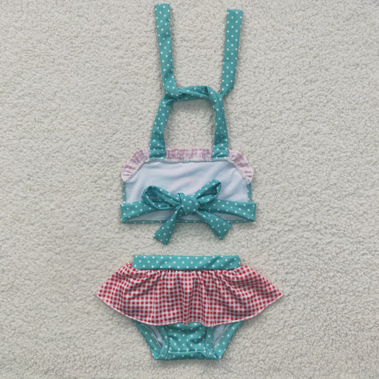 S0057 Cartoon Dark Green Swimsuit Set