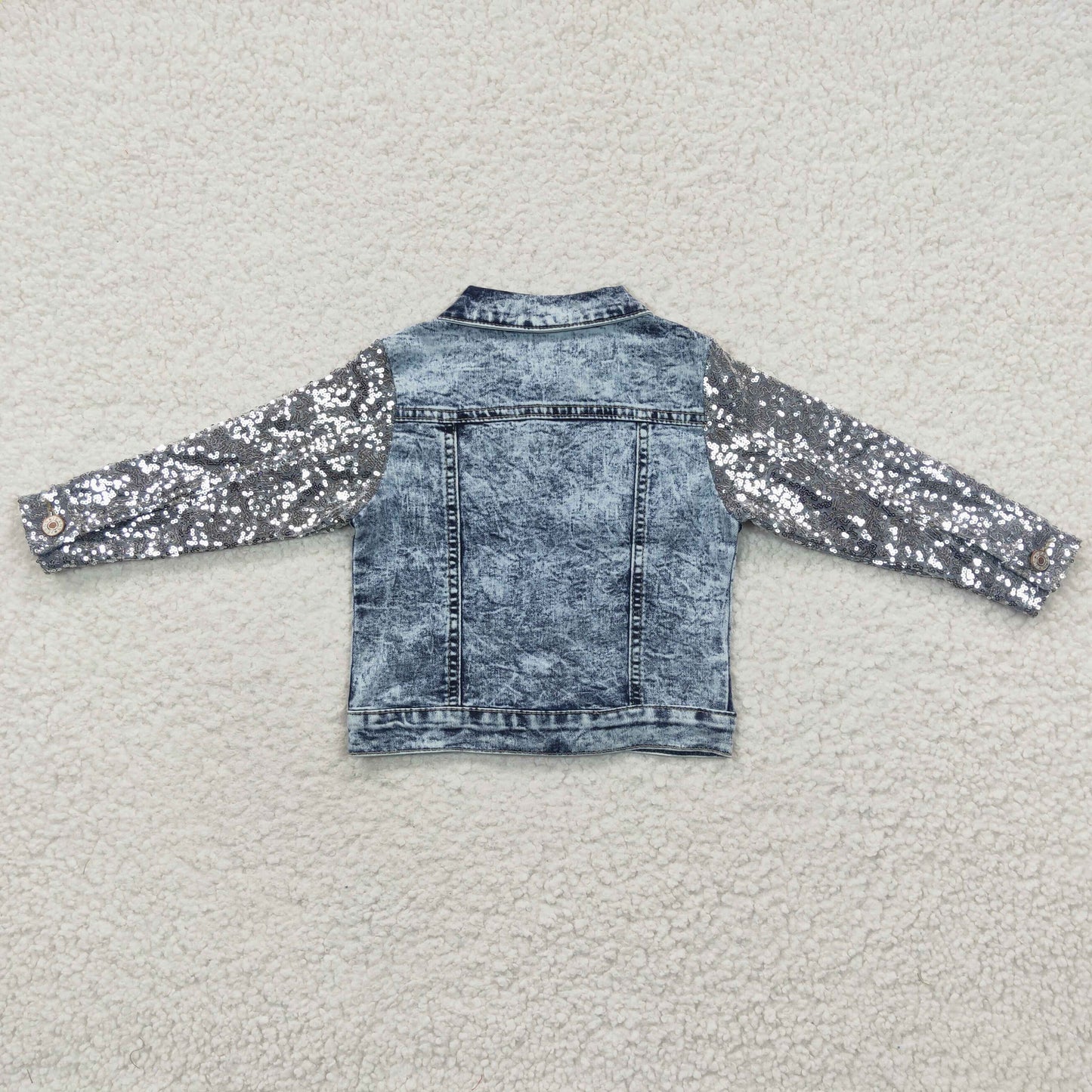 GT0148  Blue Sequined Denim Jacket