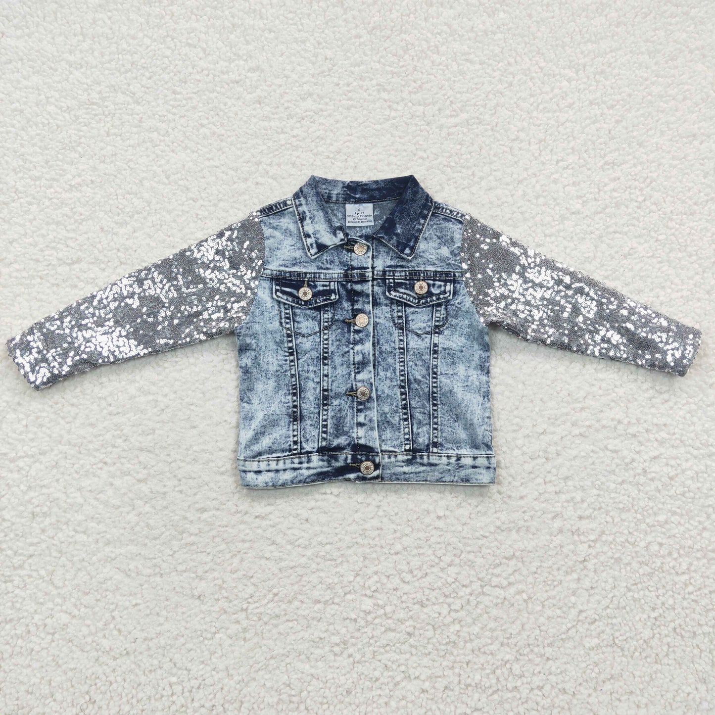 GT0148  Blue Sequined Denim Jacket