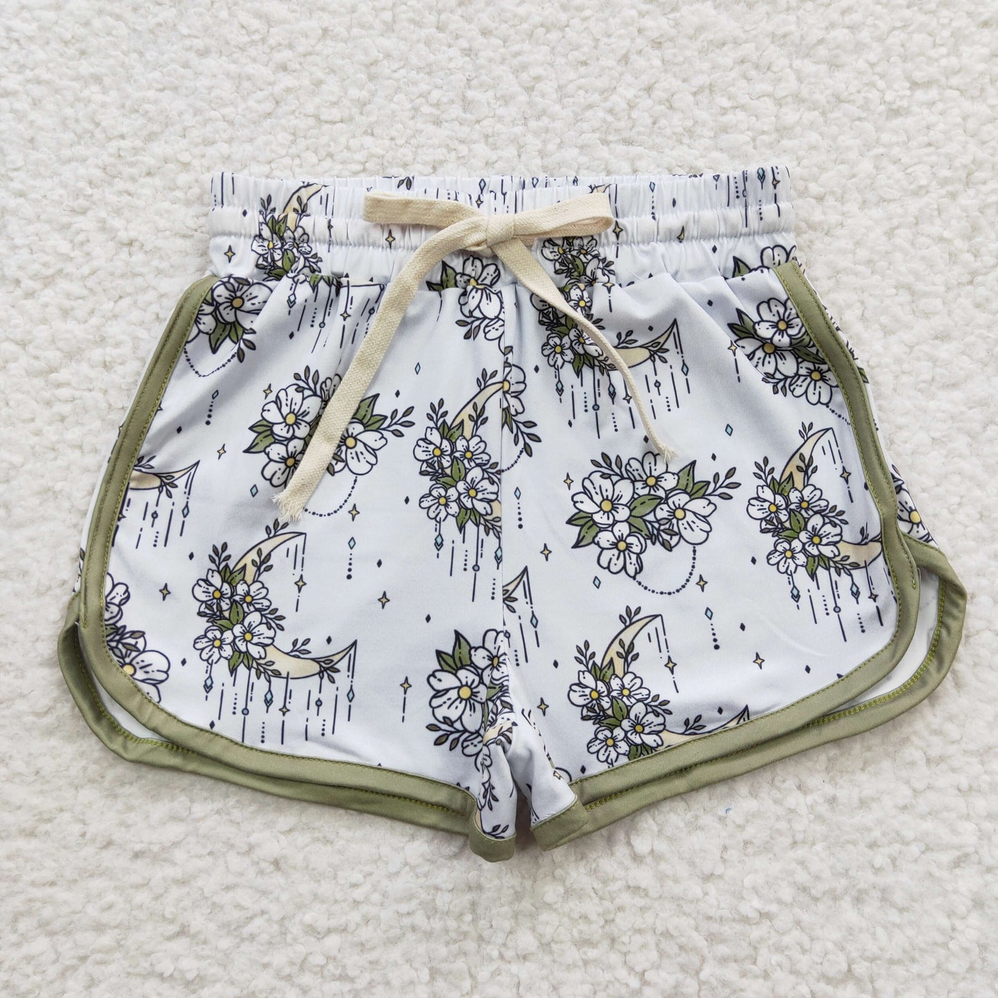 SS0084 Flower Moon Milk Silk Shorts