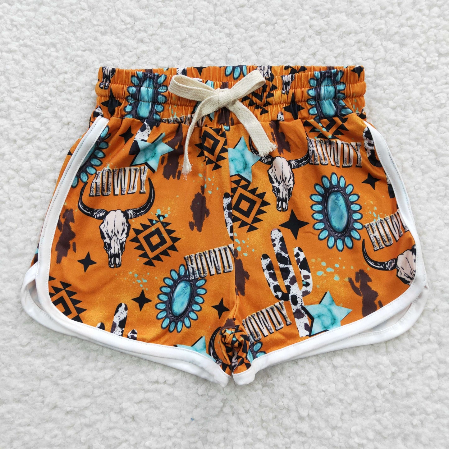 SS0090 HOWDY cow head milk silk shorts